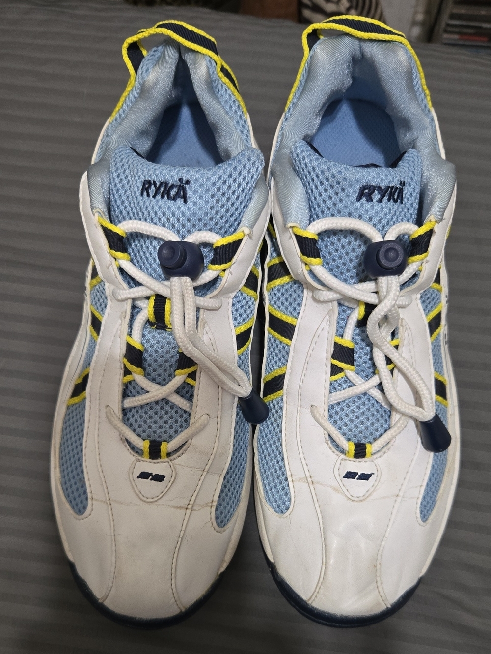 Ryka Light Blue White Sneakers with Yellow Trim